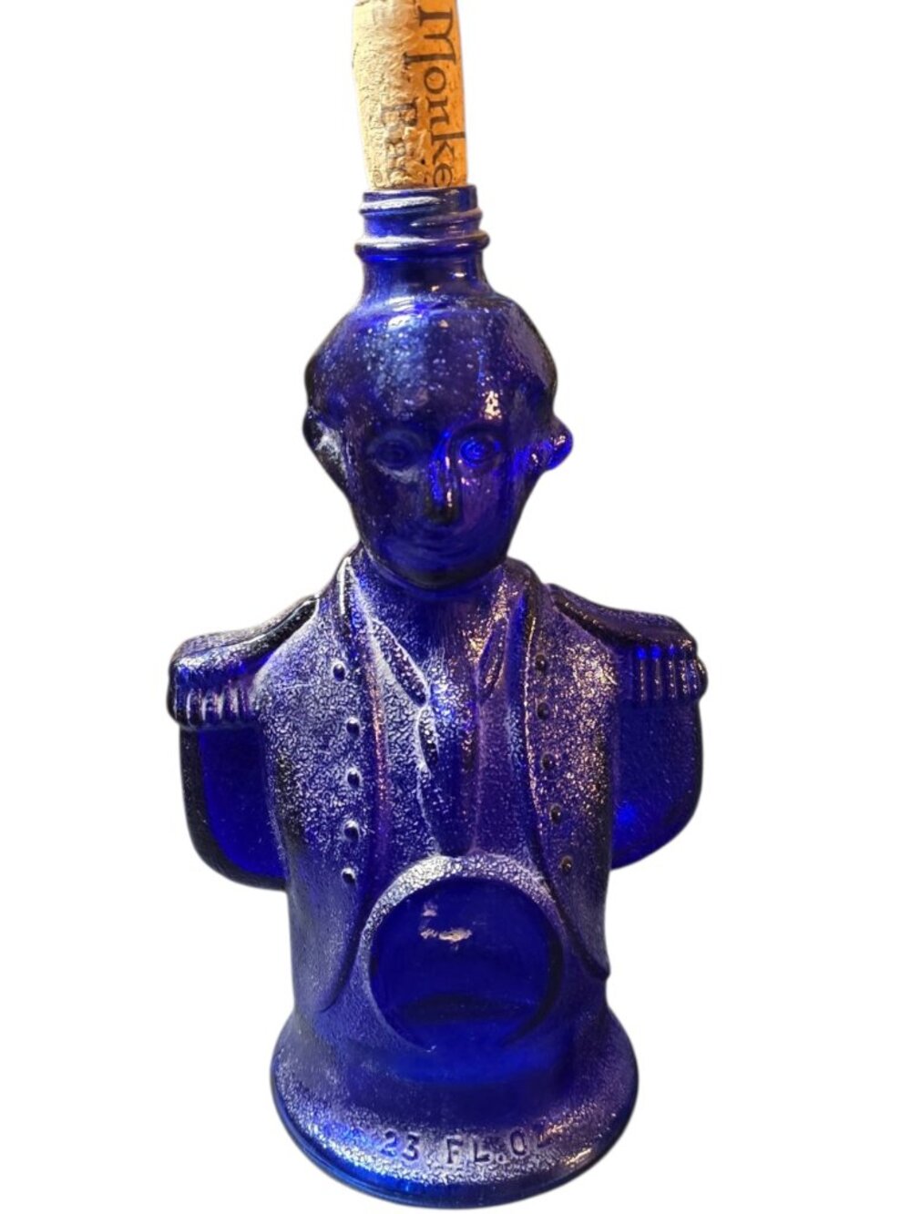 Vintage 1976 Charles Jacquin George Washington Cobalt Blue Glass Bottle